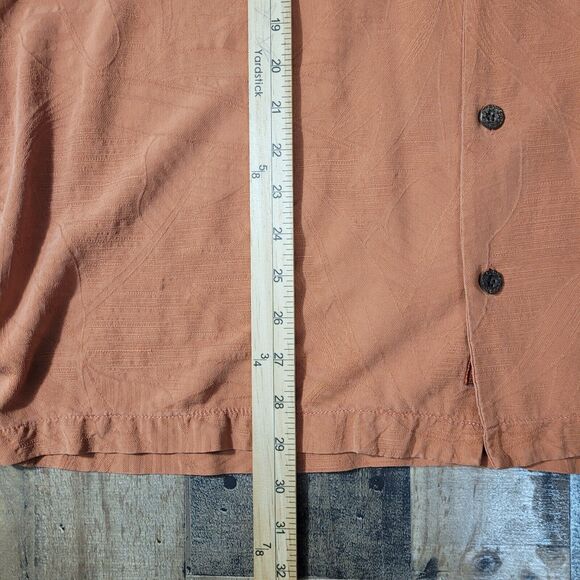 Tommy Bahama 100% Silk Mens XL Burnt Orange Short Sleeve Button Front Shirt FLAW - Picture 5 of 9
